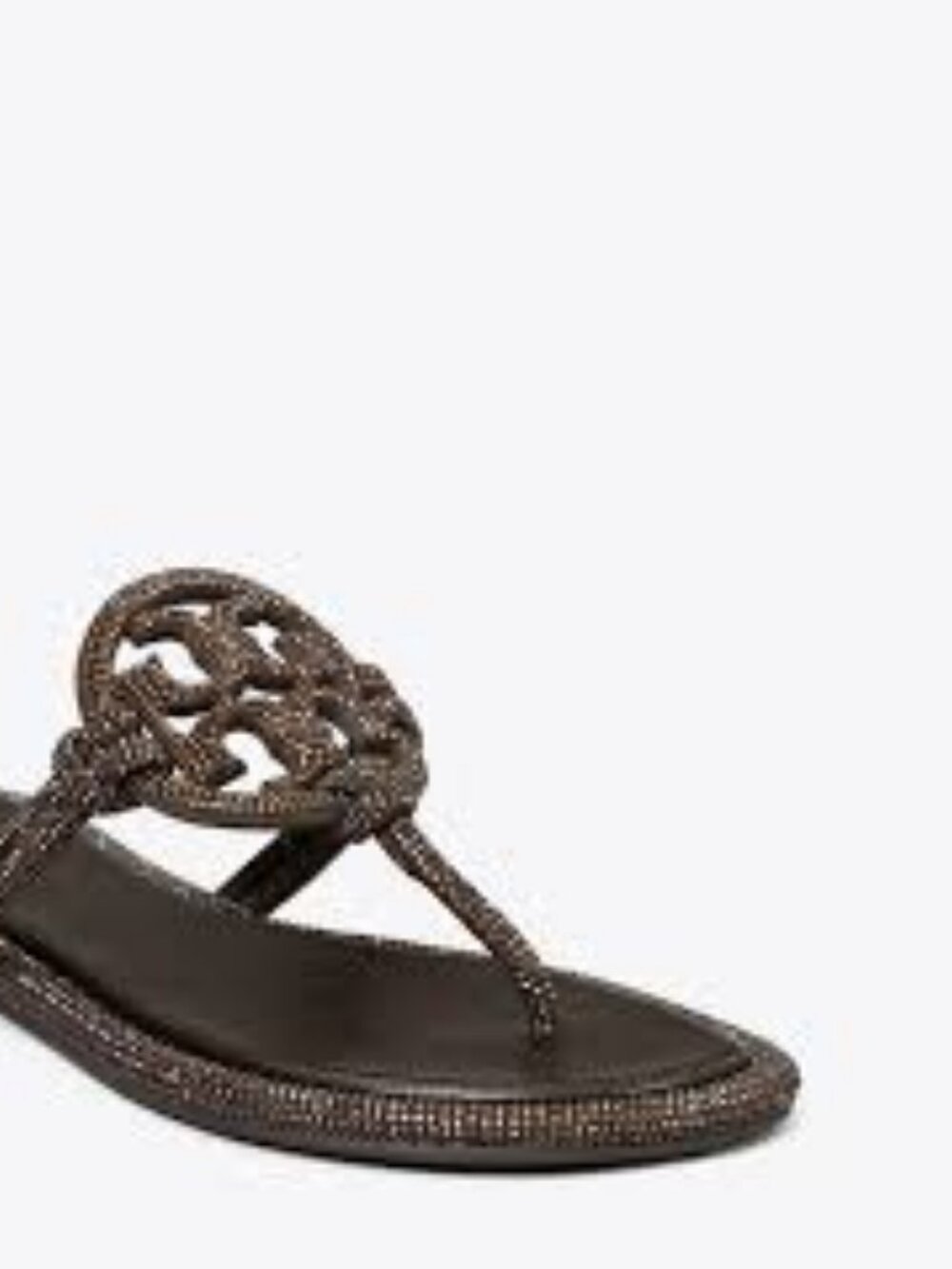 NIB Tory Burch x BonBon Knotted Crystal miller  sandals COCOA BROWN
